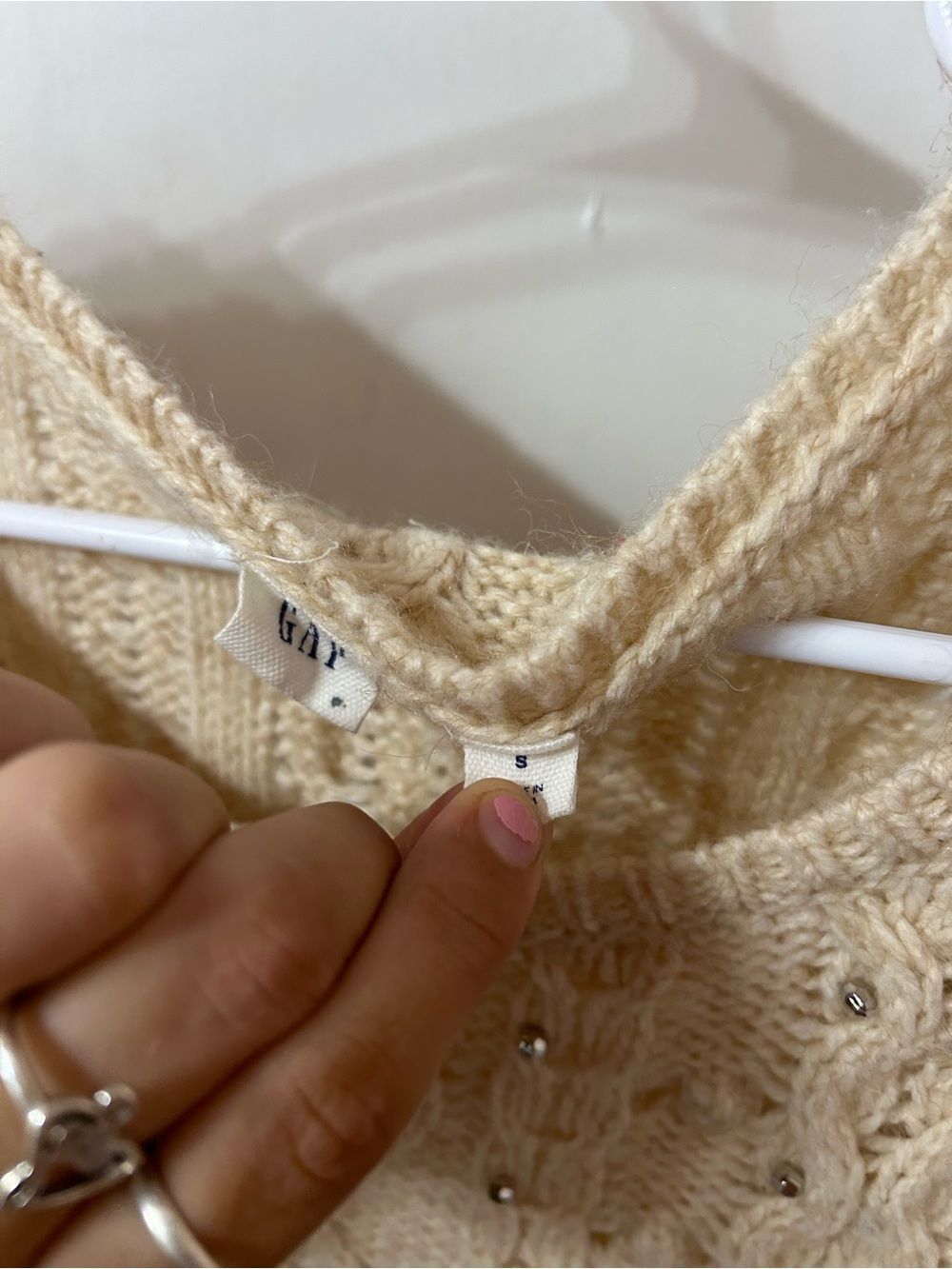 GAP Cream Cable Knit Crewneck Sweater - Picture 3 of 5